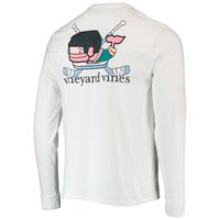 Men's Vineyard Vines White San Jose Sharks Hockey Helmet Pocket Long Sleeve T-Shirt