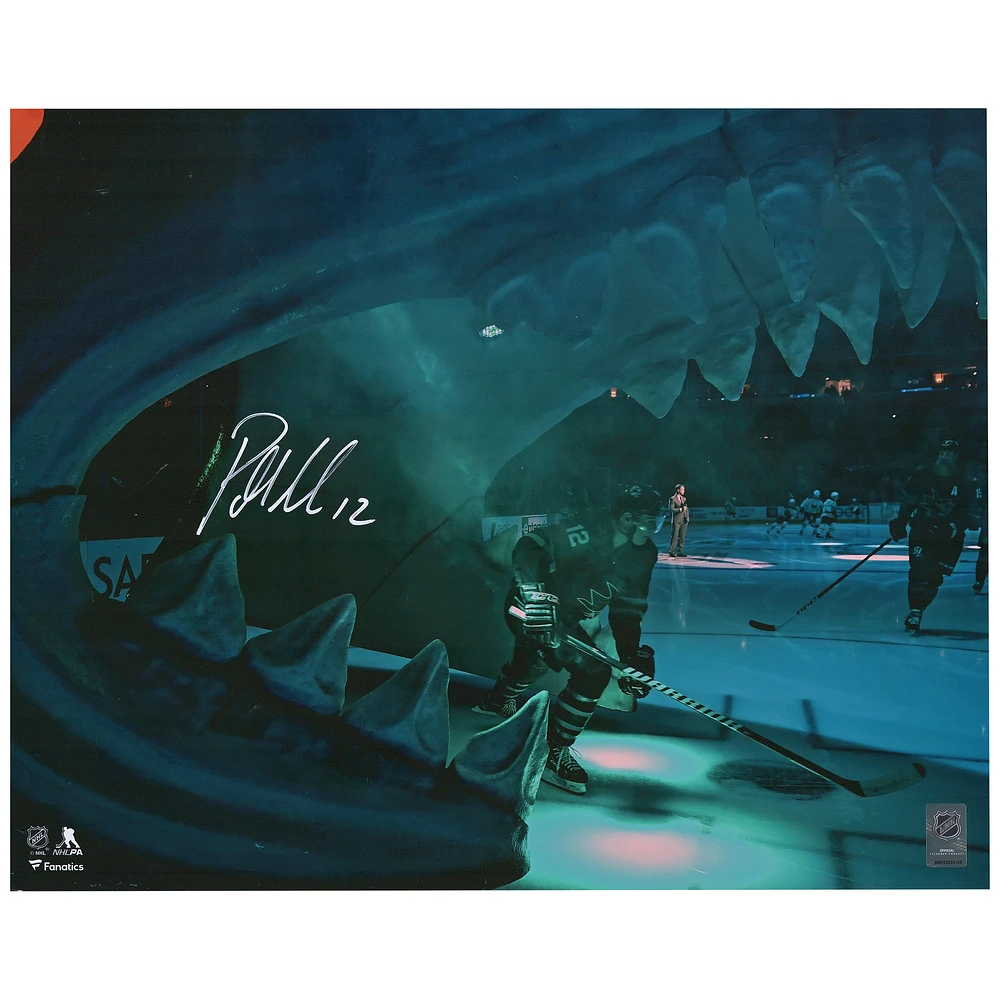 Patrick Marleau San Jose Sharks Autographed 16" x 20" Skating Out of Shark's Mouth Photograph