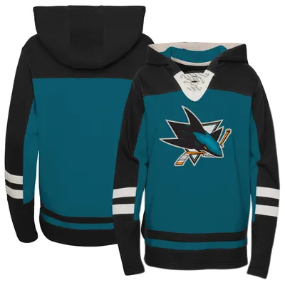 San Jose Sharks Preschool Ageless Revisited Lace-Up V-Neck Pullover Hoodie - Teal