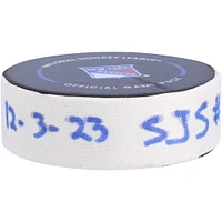 Rondelle de but utilisée par Ryan Carpenter pour le match des Sharks de San Jose du 3 décembre 2023 contre les Rangers de New York