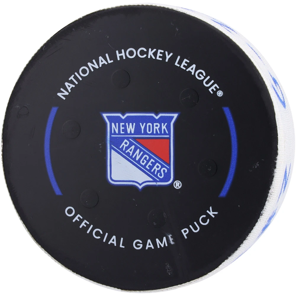 Rondelle de but utilisée par Ryan Carpenter pour le match des Sharks de San Jose du 3 décembre 2023 contre les Rangers de New York