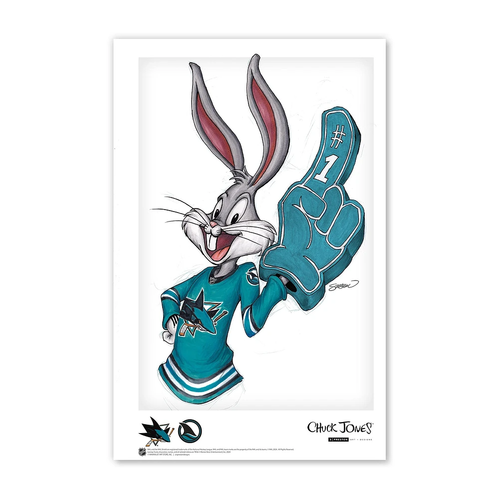 San Jose Sharks 11" x 17" Looney Tunes Print