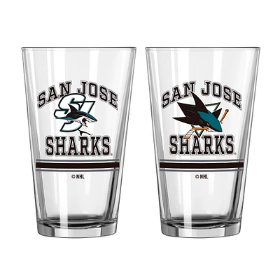 Requins de San José 16oz. Verre à pinte, paquet de deux