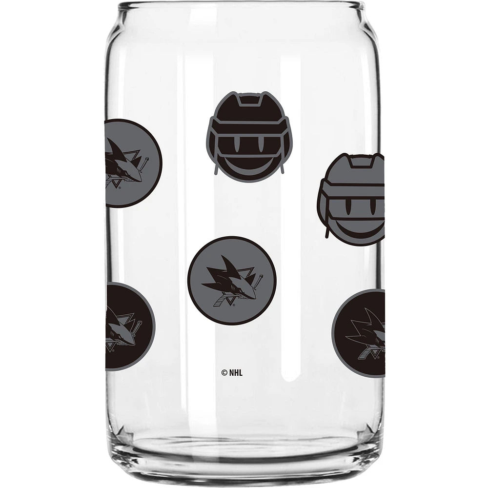 Requins de San José 16oz. Verre de canette smiley
