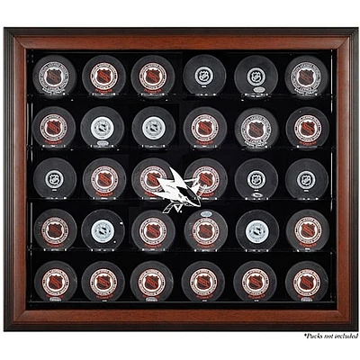 Vitrine de présentation marron pour 30 rondelles des Sharks de San Jose