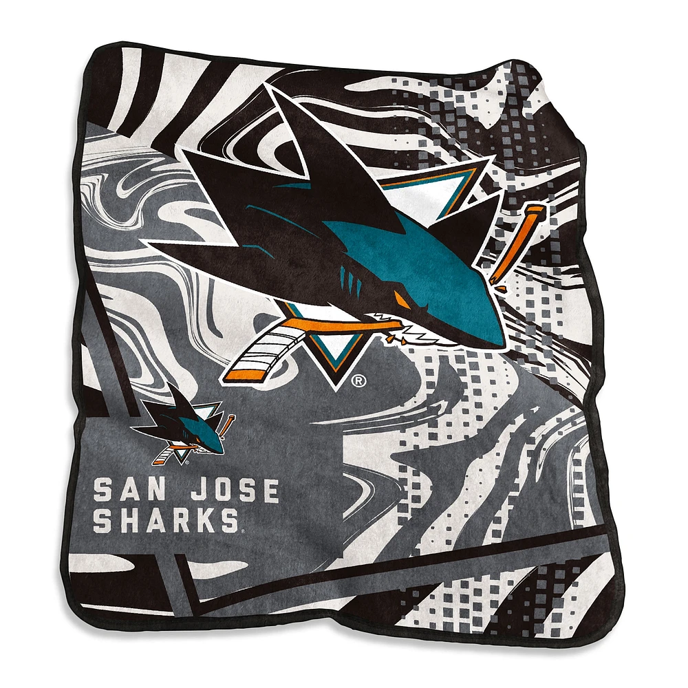 Couverture à jet tourbillon Raschel des Sharks de San Jose, 50 po x 60 po