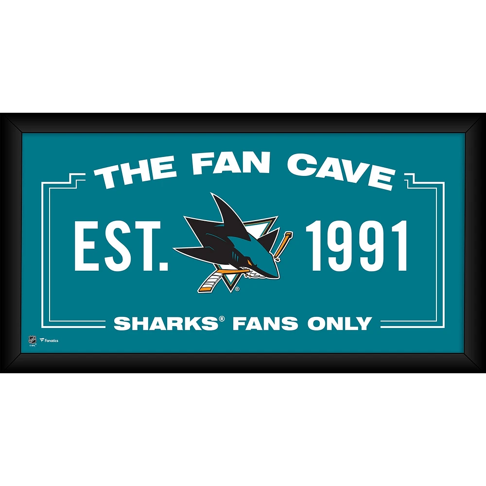 Collage de grottes de fans encadré 10" x 20" des Sharks de San Jose