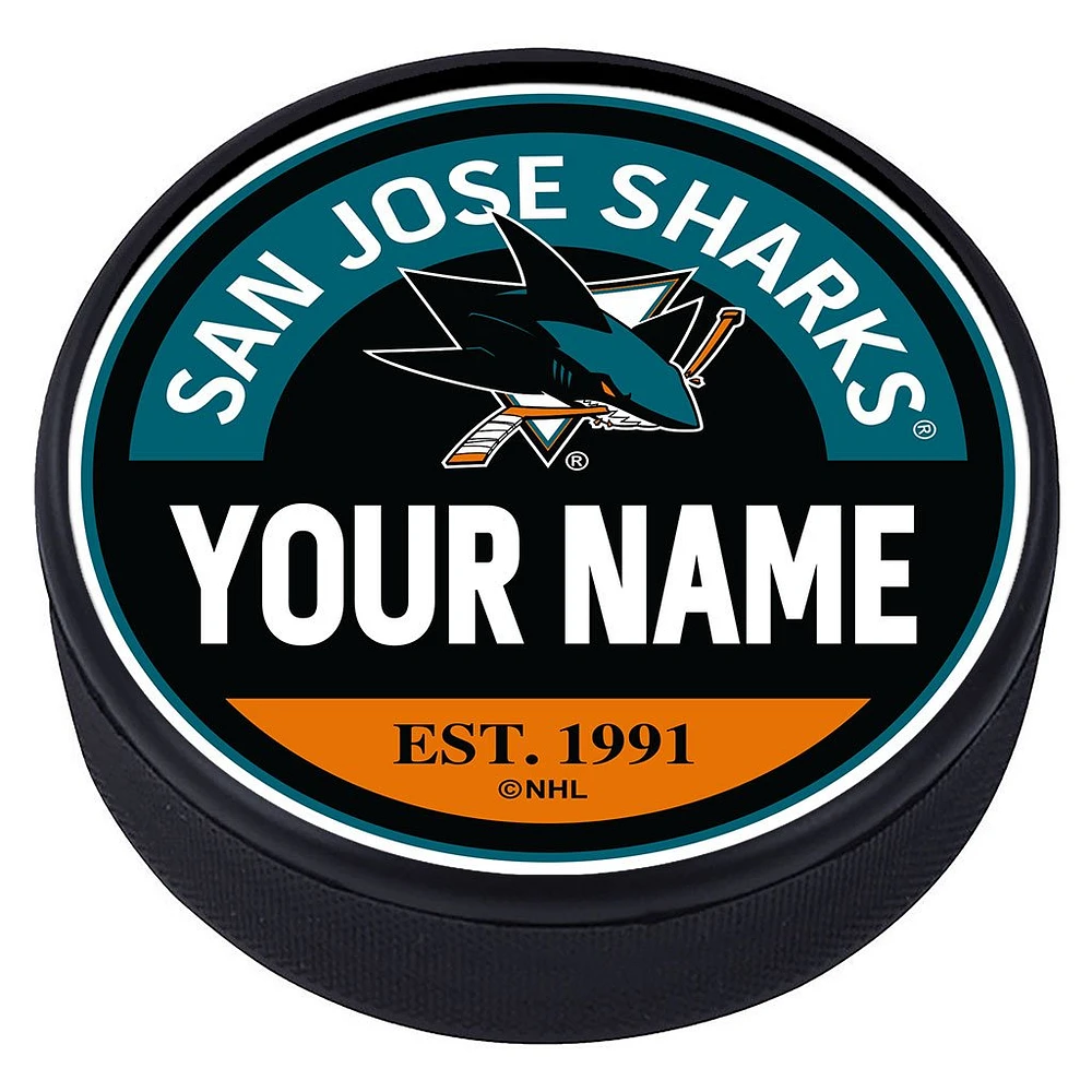 San Jose Sharks - Personalized Block Textured Puck