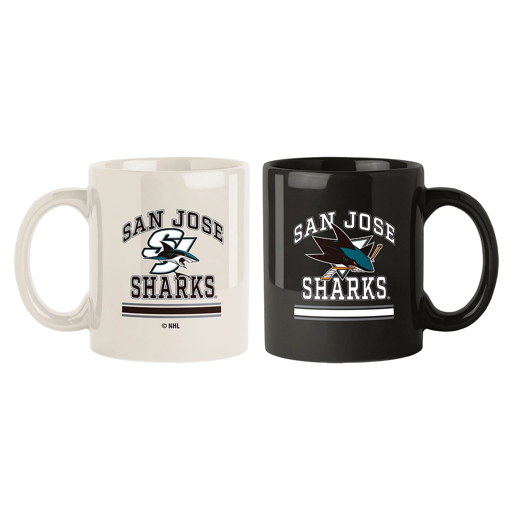 Lot de deux tasses colorées de 15 oz des Sharks de San Jose