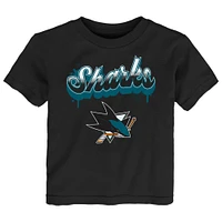 T-shirt noir pour tout-petit avec inscription pétillante des Sharks de San Jose