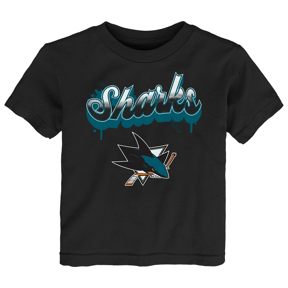 T-shirt noir pour tout-petit avec inscription pétillante des Sharks de San Jose