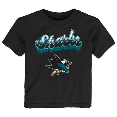 T-shirt noir pour tout-petit avec inscription pétillante des Sharks de San Jose