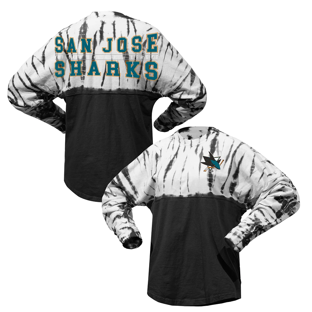 T-shirt unisexe Spirit Jersey noir San Jose Sharks Crystal Half Dye à manches longues