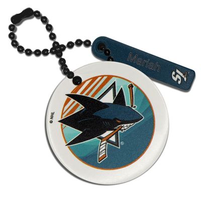 White San Jose Sharks Logo Personalized Leather Round Bag Tag