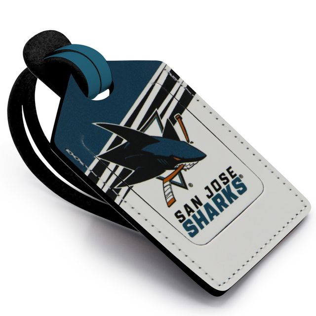 Étiquette de bagage en cuir personnalisée San Jose Sharks blanche