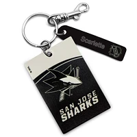 White San Jose Sharks Personalized Leather Rectangle Keychain