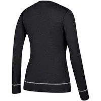 T-shirt à manches longues et col en V lacets adidas Heathered Black San Jose Sharks Skate Through pour femme