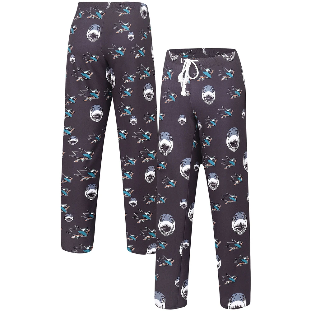 Pantalon de nuit en tricot à imprimé intégral Concepts Sport noir San Jose Sharks Gauge pour femmes