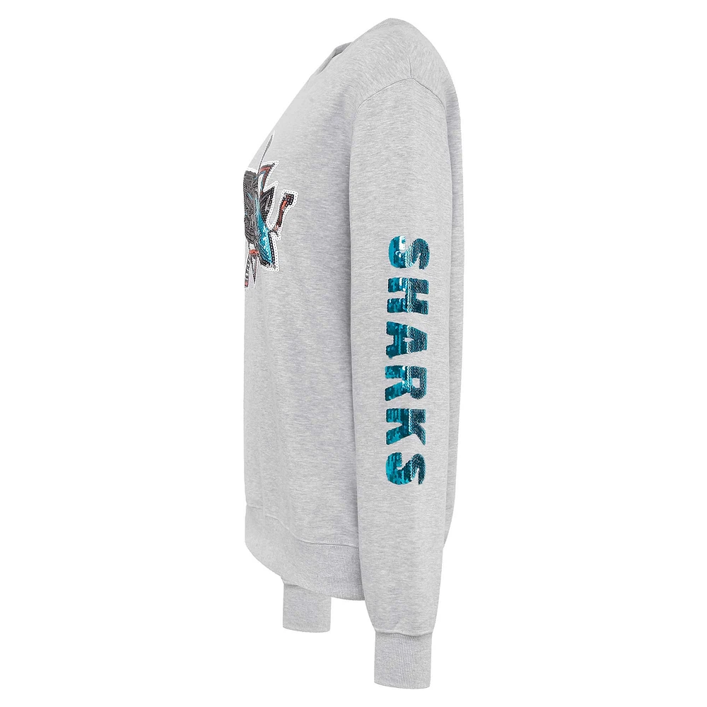 Sweat-shirt à paillettes Cuce Heather Grey San Jose Sharks pour femmes