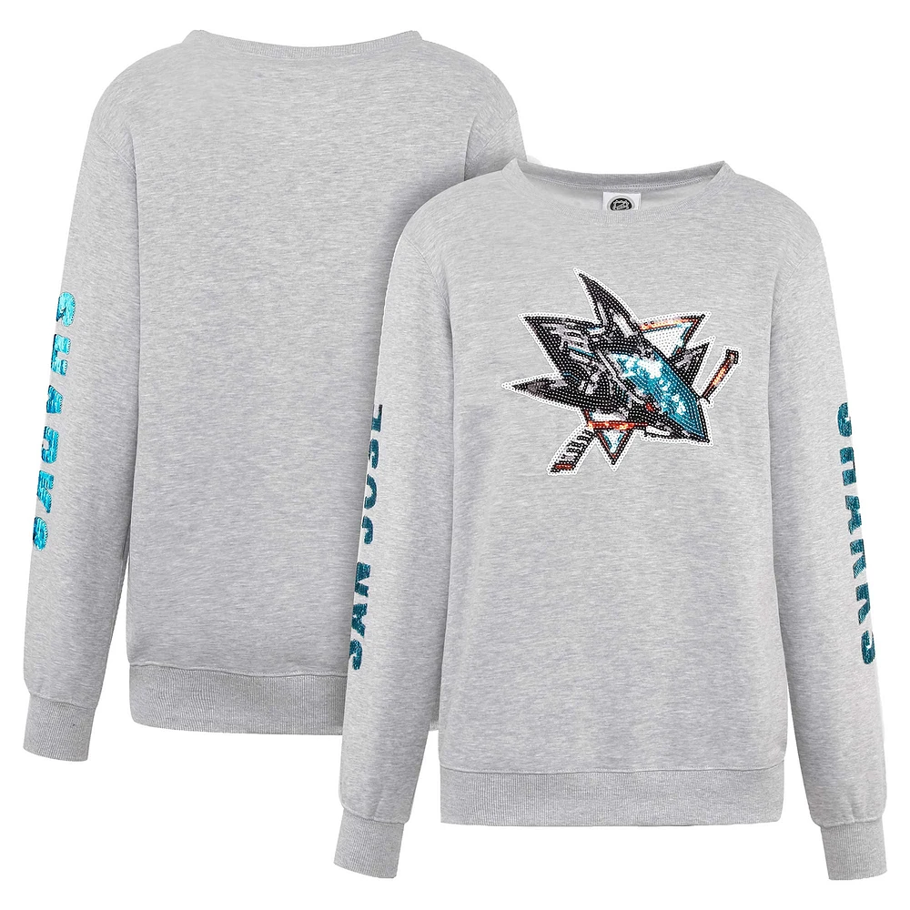 Sweat-shirt à paillettes Cuce Heather Grey San Jose Sharks pour femmes