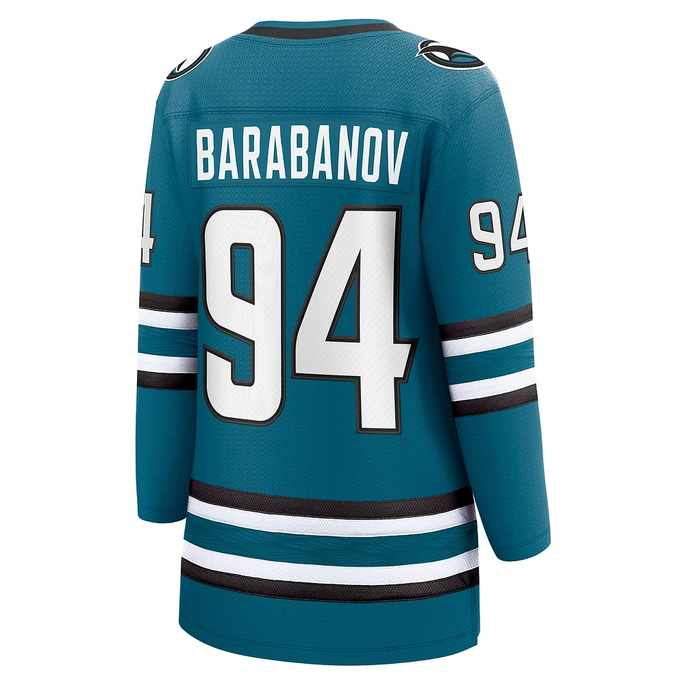 Fanatics pour femmes Alexander Barabanov Sarcelle San Jose Sharks Maillot de joueur échappé à domicile