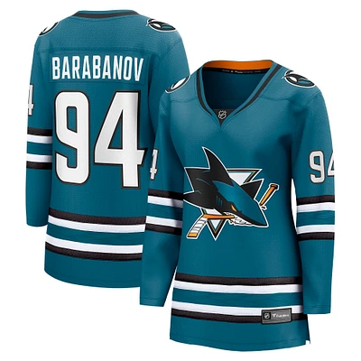 Fanatics pour femmes Alexander Barabanov Sarcelle San Jose Sharks Maillot de joueur échappé à domicile