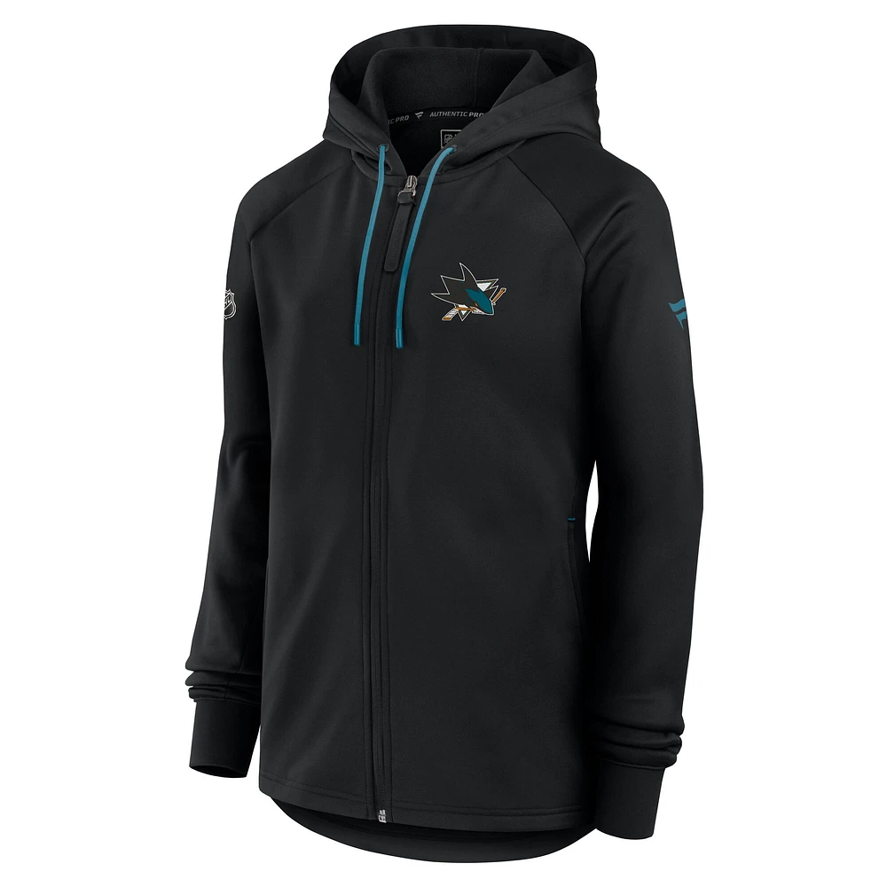 Women's Fanatics  Black San Jose Sharks Authentic Pro Rink Fleece Full-Zip Jacket