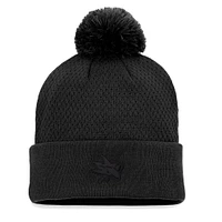 Women's Fanatics Black San Jose Sharks Authentic Pro Road Cuffed Knit Hat with Pom