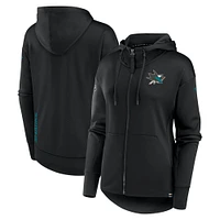 Sweat à capuche entièrement zippé Fanatics pour femmes, San Jose Sharks Authentic Pro Scuba, noir