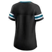 Women's Fanatics Black San Jose Sharks Iconic Athena Lace-Up T-Shirt