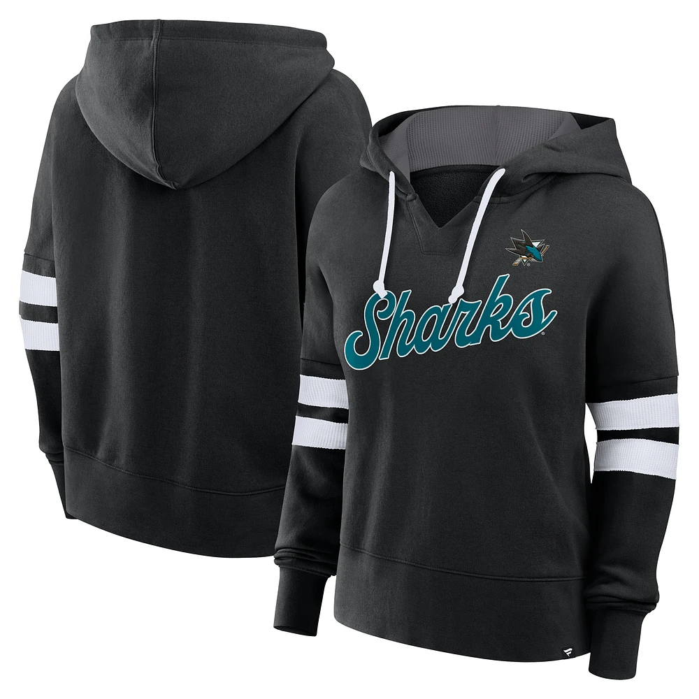 Women's Fanatics Black San Jose Sharks Oversized Seize Pullover Hoodie