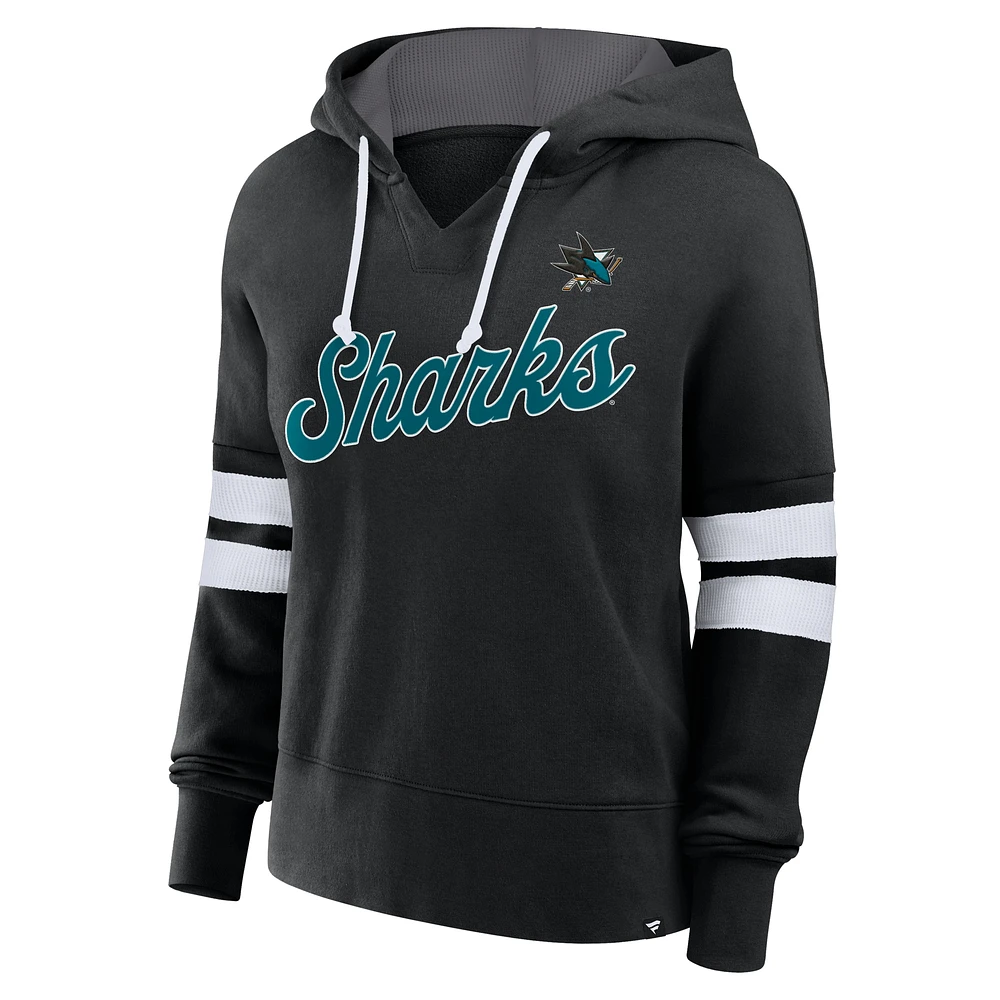 Women's Fanatics Black San Jose Sharks Oversized Seize Pullover Hoodie