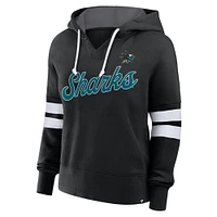 Women's Fanatics Black San Jose Sharks Oversized Seize Pullover Hoodie