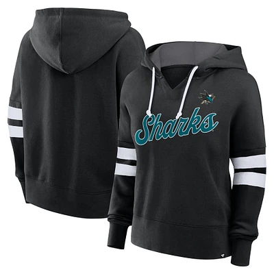 Women's Fanatics Black San Jose Sharks Oversized Seize Pullover Hoodie