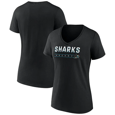 Women's Fanatics Black San Jose Sharks V-Neck T-Shirt