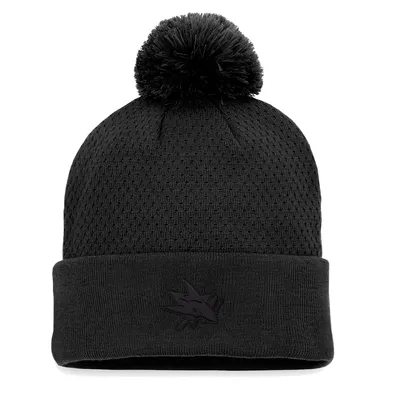 San Jose Sharks Fanatics Branded Women's Authentic Pro Road Cuffed Knit Hat with Pom - Black