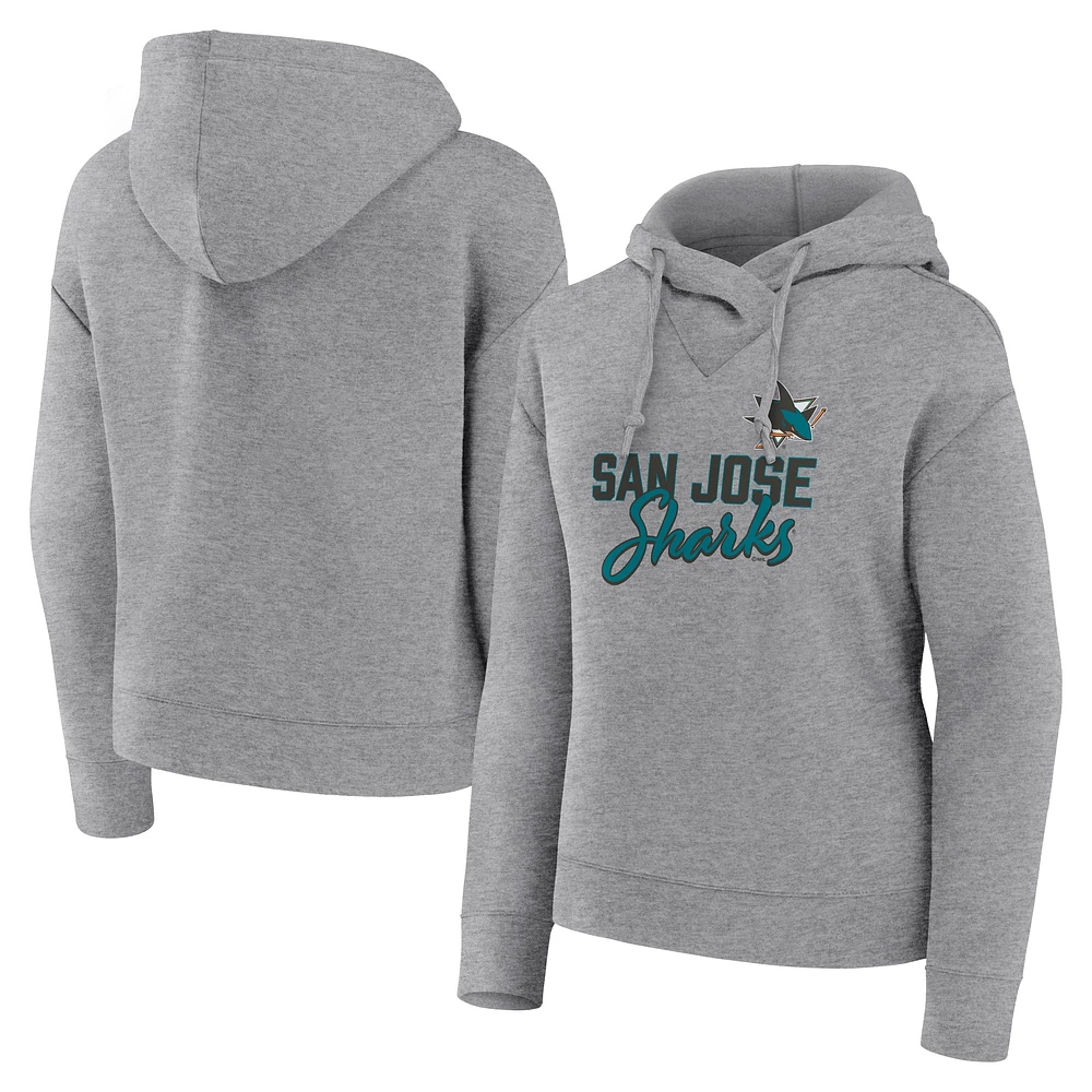 Women's Fanatics Heather Gray San Jose Sharks Script Favorite Pullover Hoodie