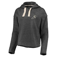 Women's Fanatics Heathered Charcoal San Jose Sharks Cropped Raw Edge Pullover Hoodie