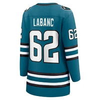 Fanatics pour femmes Kevin Labanc Teal San Jose Sharks Maillot de joueur échappé à domicile