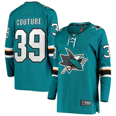 Maillot de joueur à domicile Fanatics Logan Couture pour femmes, sarcelle, San Jose Sharks Breakaway