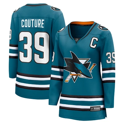 Maillot de joueur échappé à domicile Fanatics Logan Couture des Sharks San Jose, sarcelle