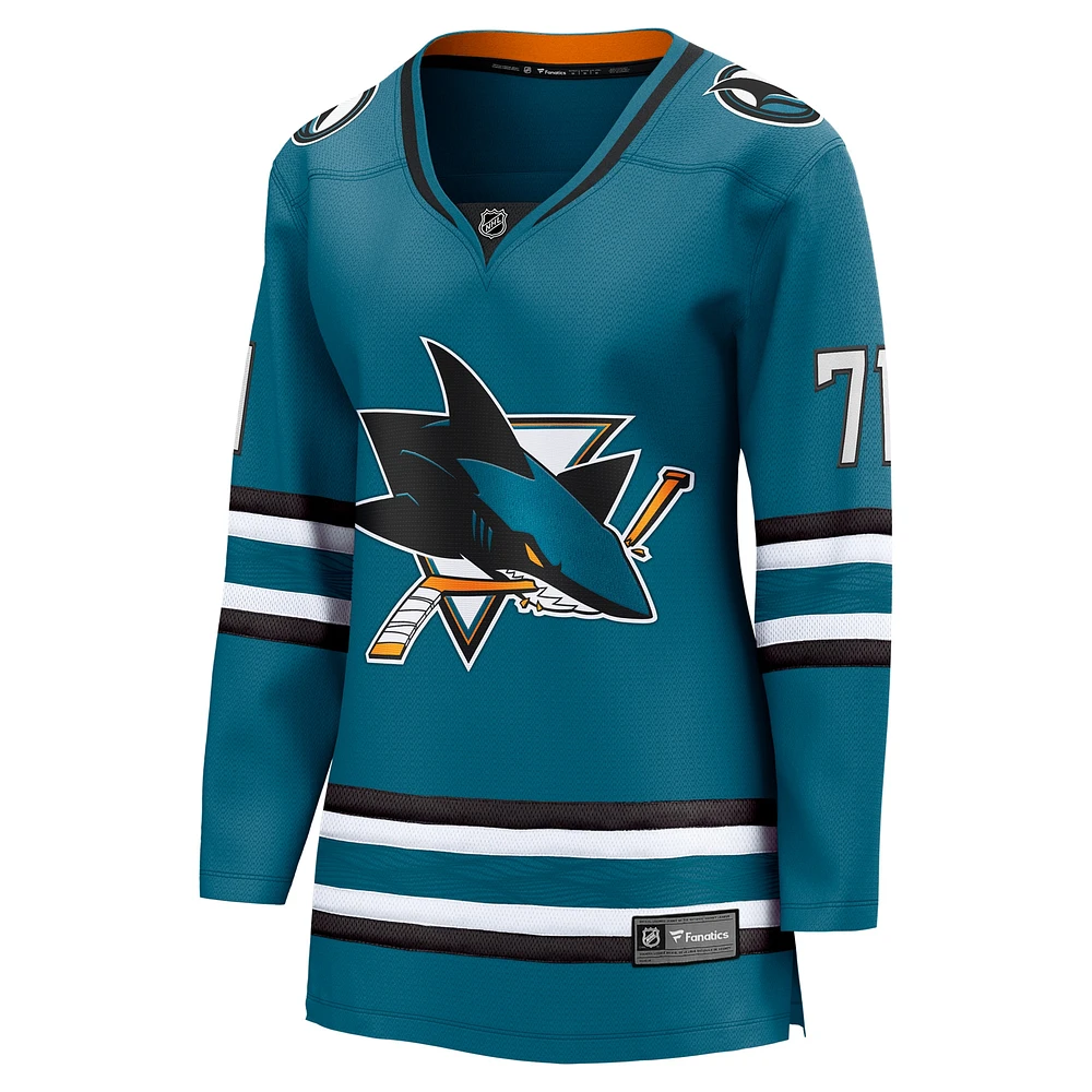 Women's Fanatics Macklin Celebrini Teal San Jose Sharks  Home Breakaway Jersey