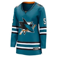 Fanatics pour femmes Matt Benning Teal San Jose Sharks Maillot de joueur échappé à domicile