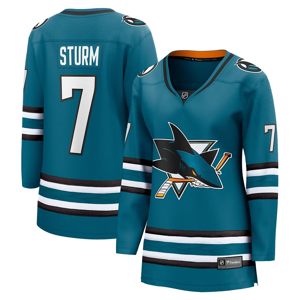 Maillot de joueur échappé à domicile Fanatics Nico Sturm Teal des Sharks San Jose pour femmes