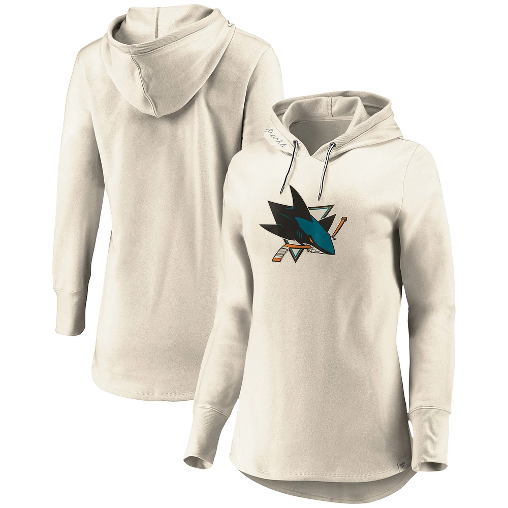 Women's Fanatics Oatmeal San Jose Sharks True Classics Signature Fleece Pullover Hoodie