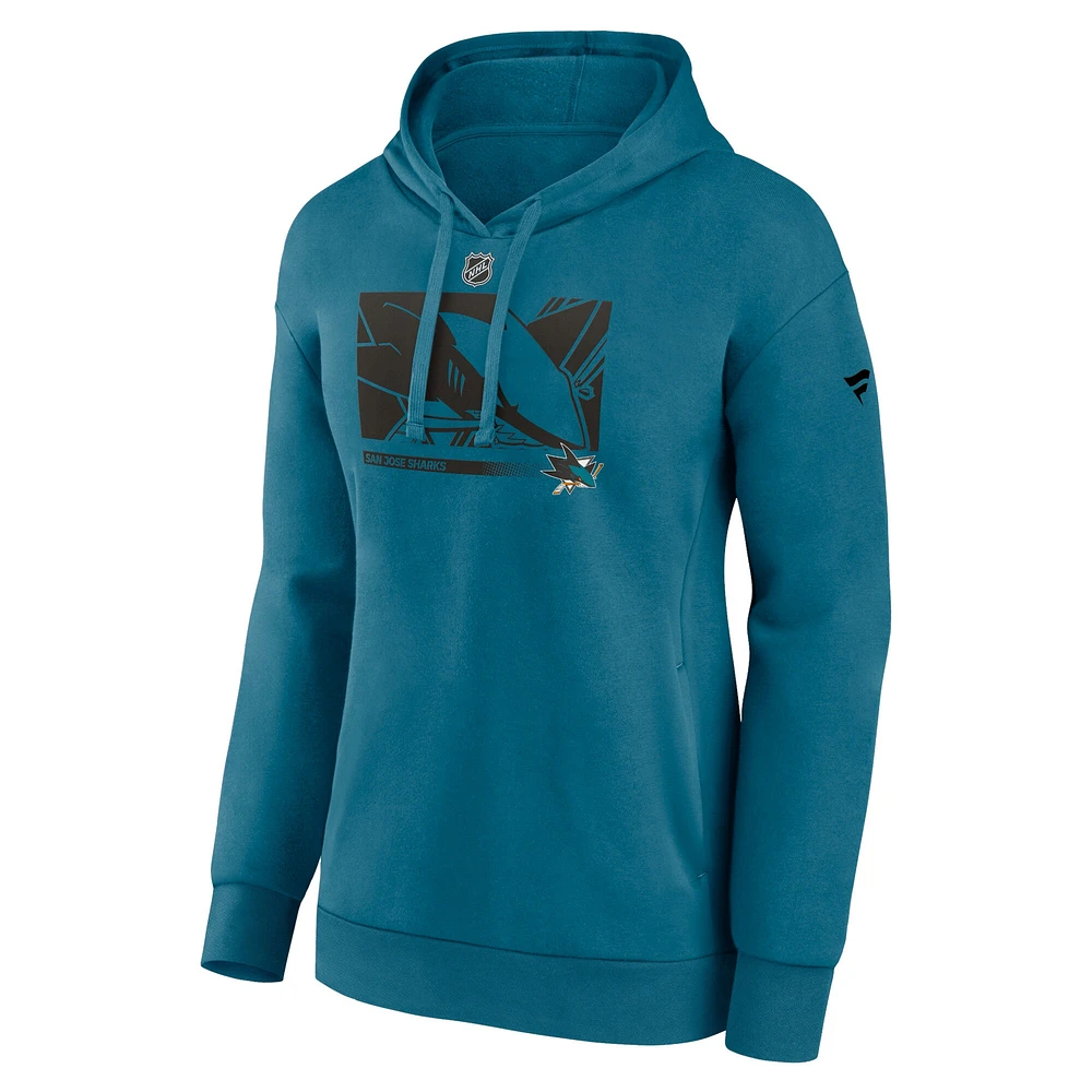 Women's Fanatics Teal San Jose Sharks Authentic Pro Core Collection Secondary Logo Pullover Hoodie