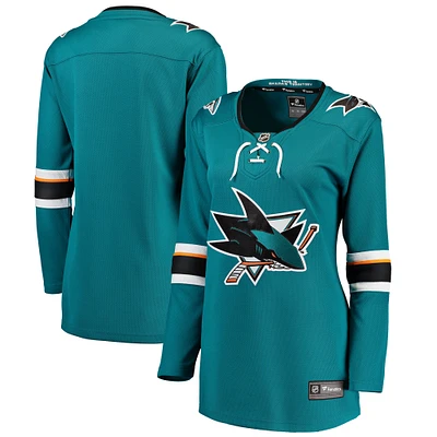 Maillot San Jose Sharks Breakaway Domicile Fanatics pour femmes, bleu sarcelle