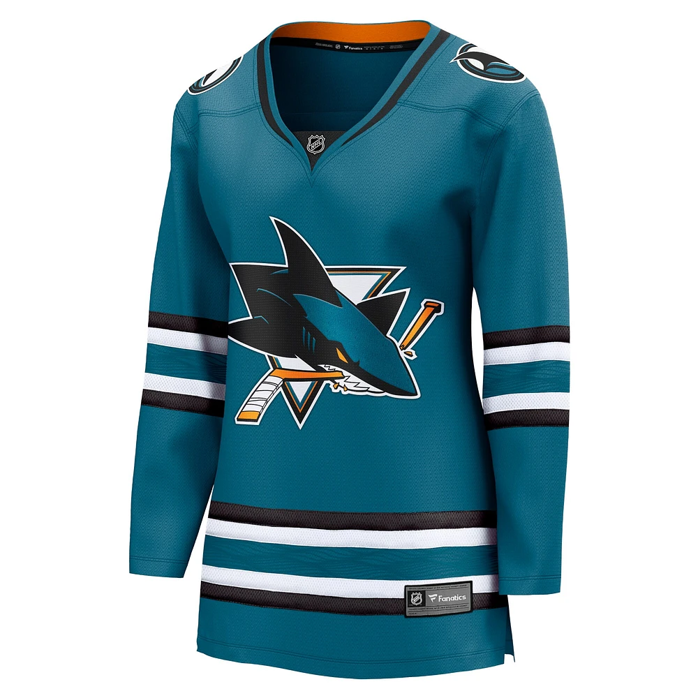 Maillot Breakaway à domicile des Sharks de San Jose Fanatics pour femmes, bleu sarcelle