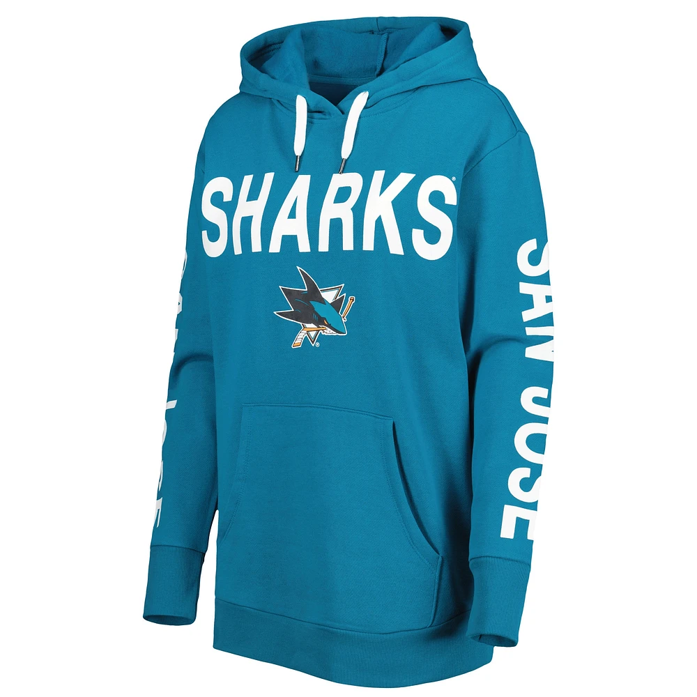 Women's G-III 4Her by Carl Banks Teal San Jose Sharks Extra Inning Pullover Hoodie