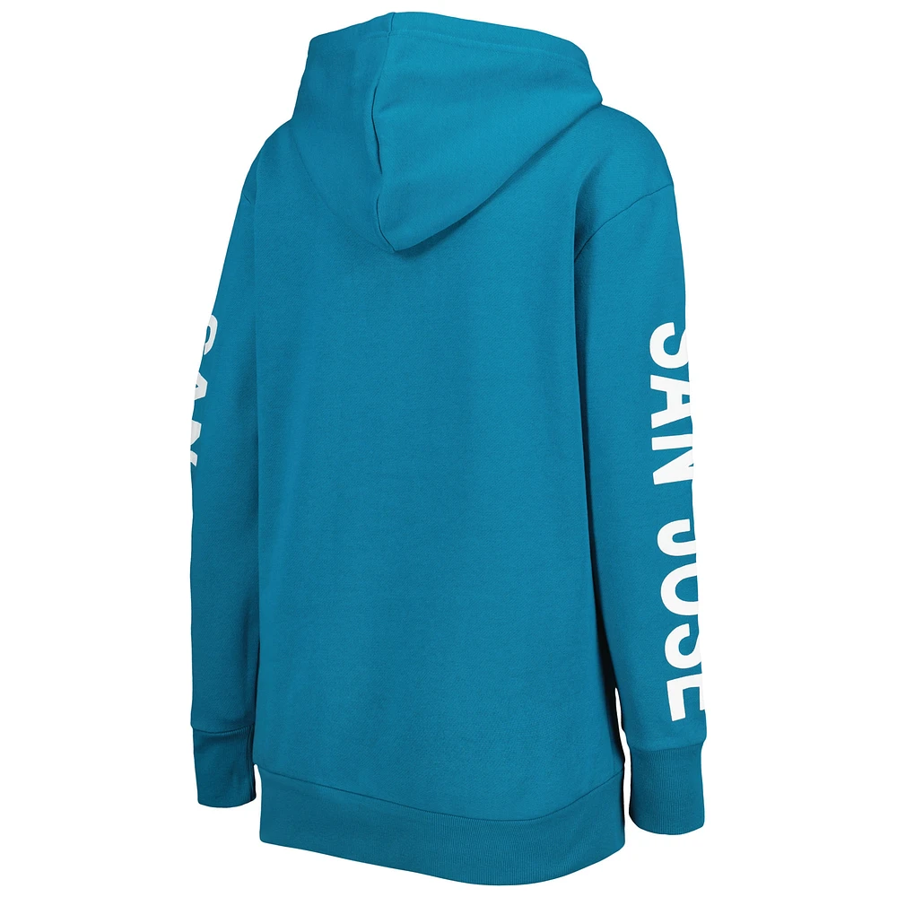 Women's G-III 4Her by Carl Banks Teal San Jose Sharks Extra Inning Pullover Hoodie